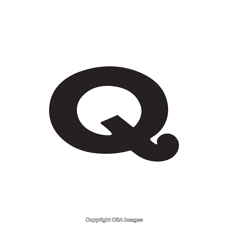 Simple Black Bold Letter Q on White Background