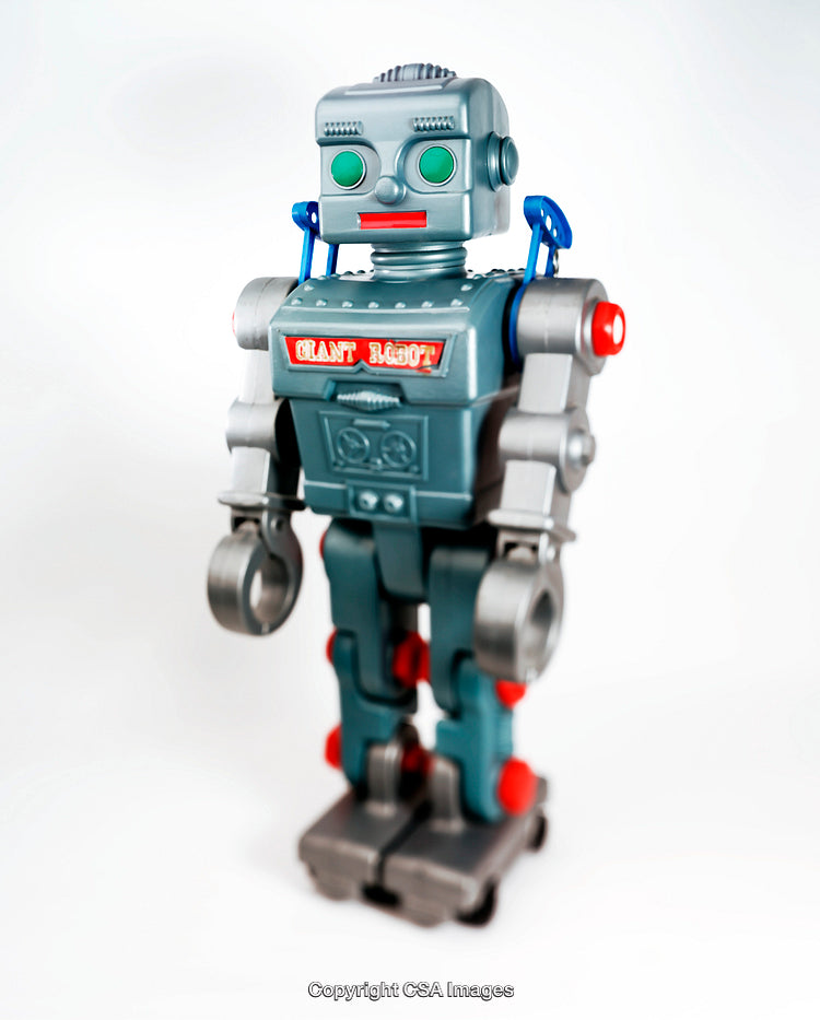 Retro Robot Toy with Vintage Design and Classic Metallic Features