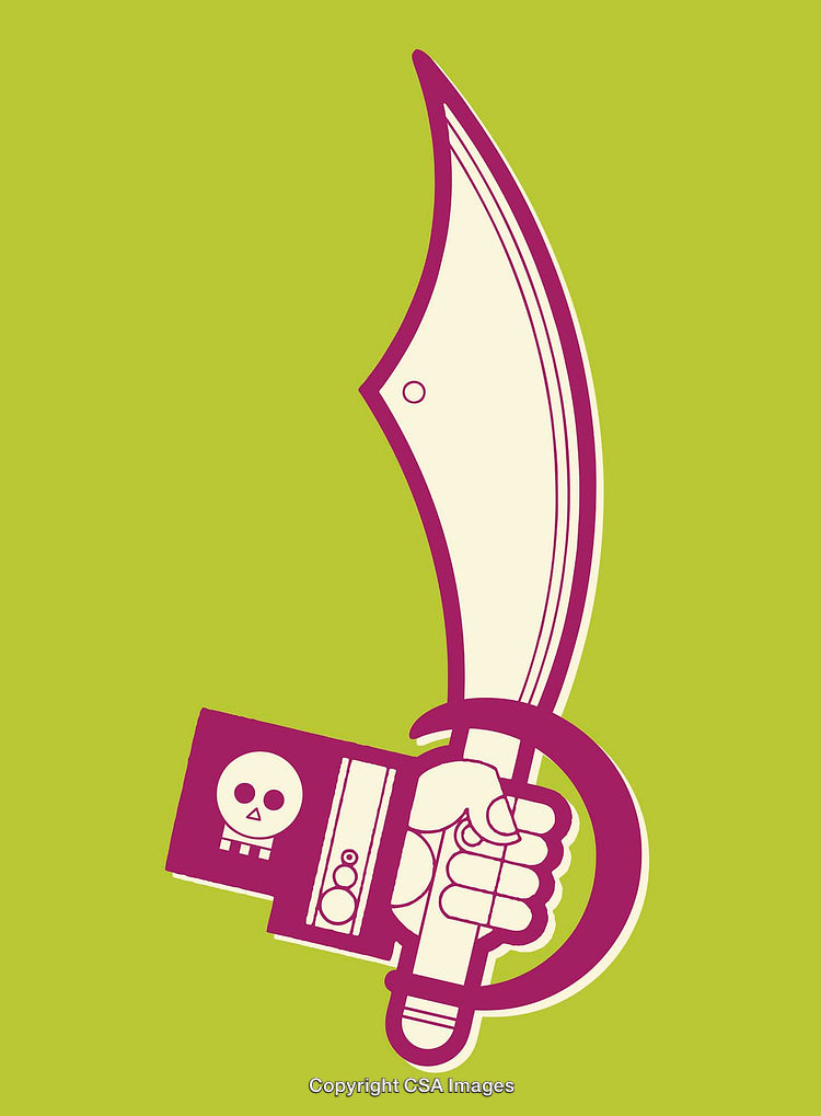 Stylized Pirate Sword Illustrated with Vibrant Colors