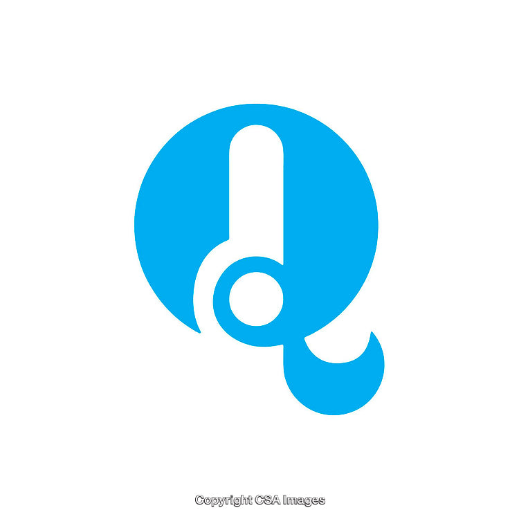 Stylized Blue Q Letter Design with Modern Abstract Look