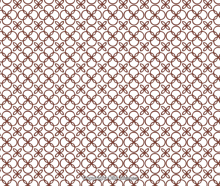 Abstract Geometric Floral Pattern with Brown Circular Shapes on White Background