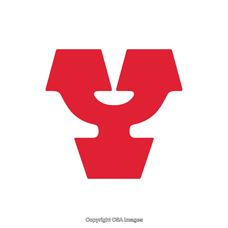 Red Letter 'Y' in Abstract Symmetric Design on White Background