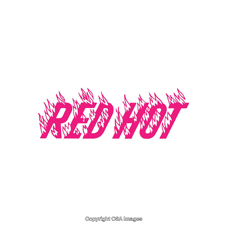 Bold Typography Featuring Flaming Red Hot Text on White Background