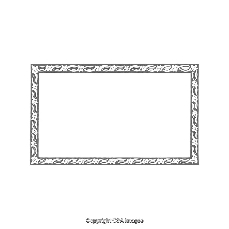 Decorative Rectangular Frame with Intricate Baroque-Style Patterns in Gray