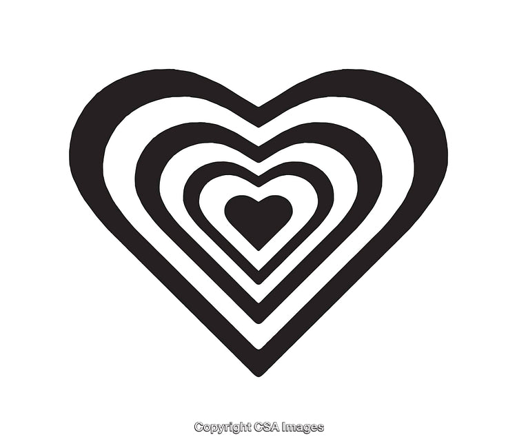 Black and White Heart Pattern Line Art Illustration