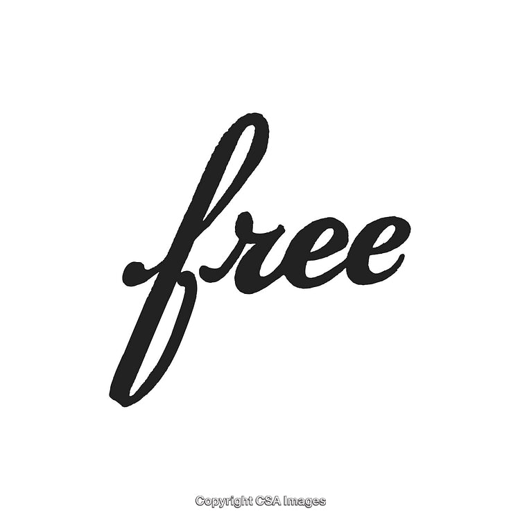 Black Handwritten Script of the Word 'Free' on White Background