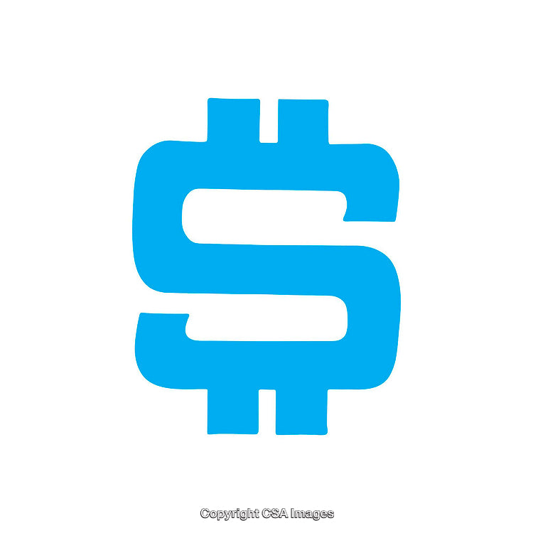 Blue Dollar Sign Symbol on a White Background in Minimal Style