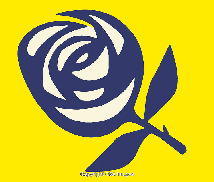 Artistic Blue Rose Illustration on Bright Yellow Background