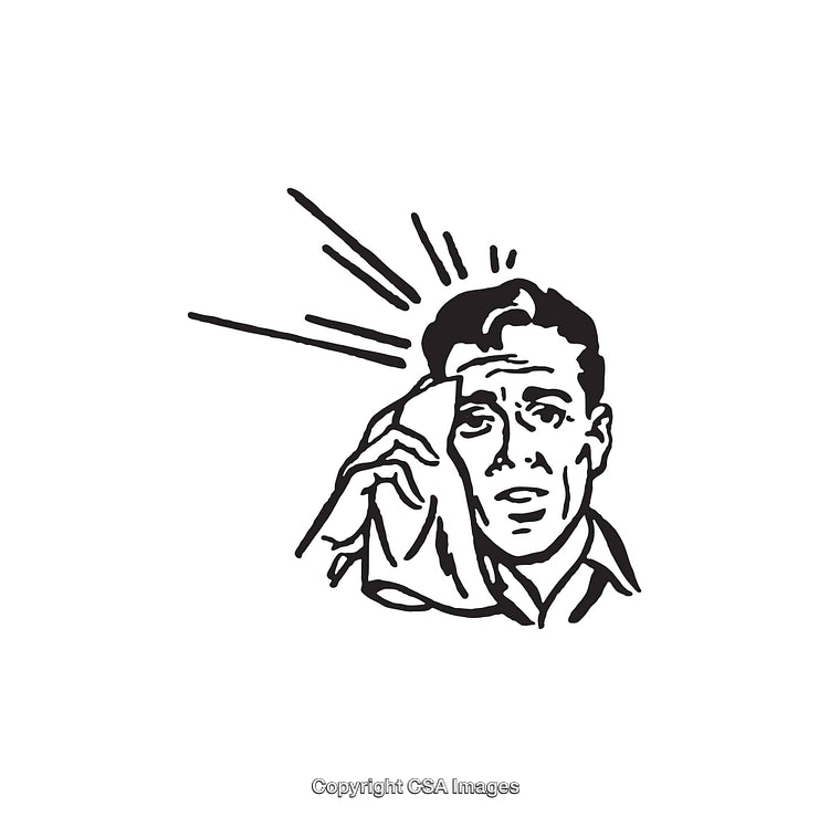 Retro Style Illustration of Concerned Male Wiping Sweat From Brow