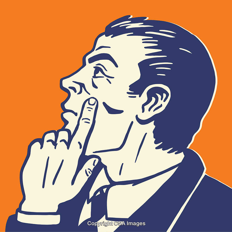 Colorful Retro Illustration of a Thoughtful Individual in Profile View