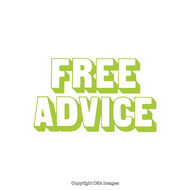 Bold Green Text Displaying the Words Free Advice on White Background