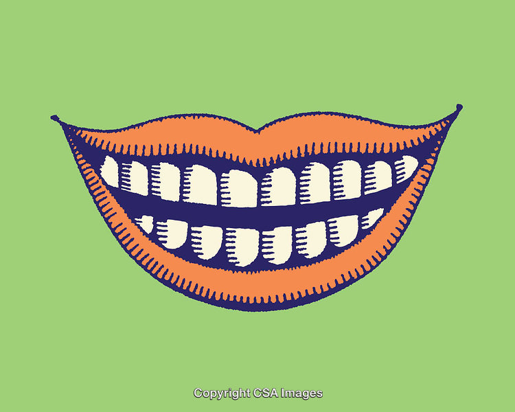 Colorful Line Art Illustration of a Smiling Mouth with Teeth Display