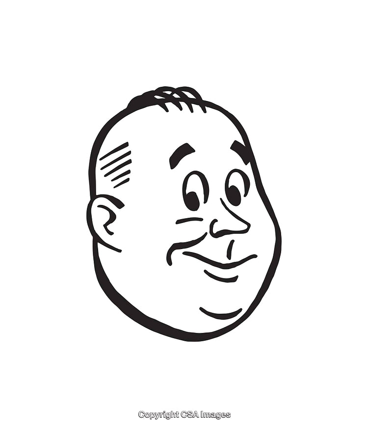 Smiling Cartoon Head Line Art Illustration with Playful Expression