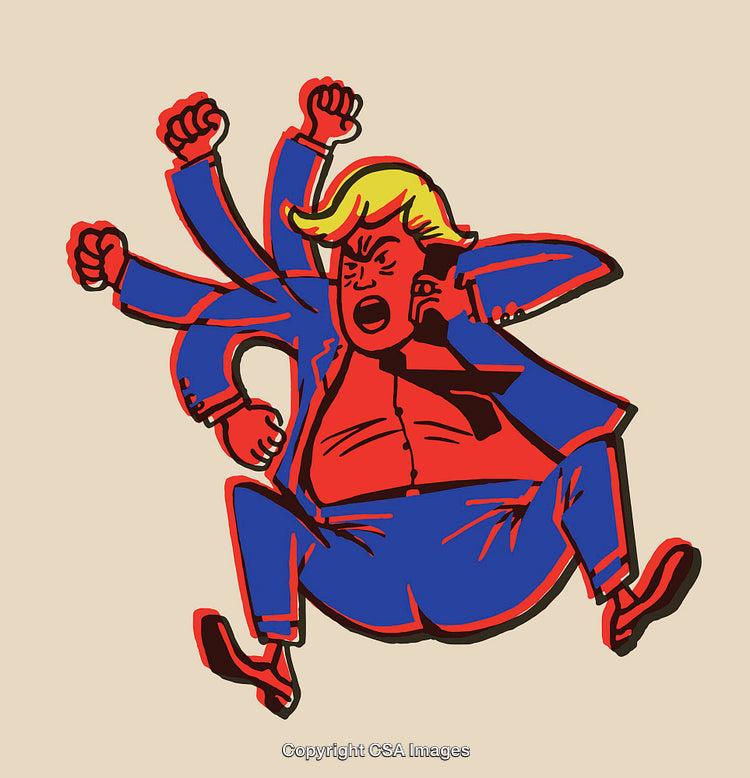 Colorful Line Art Caricature Depicting Expressive Emotions and Dynamic Movement