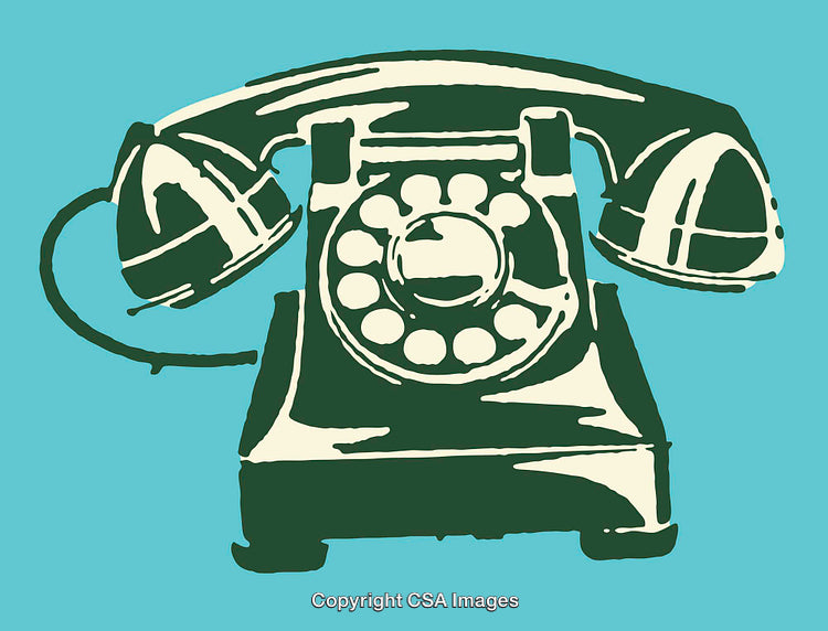 Vintage Rotating Phone Drawing in Bold Green and Beige Style