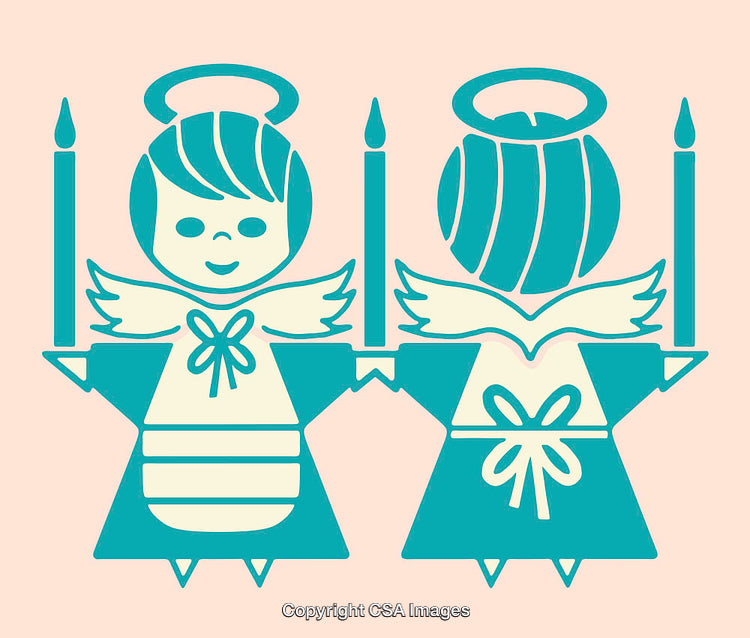 Retro-Inspired Angel Figurines with Candles in Minimalist Line Art Design
