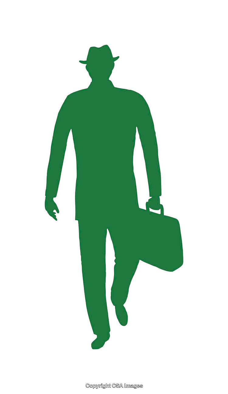 Silhouette of a Business Person with Briefcase Walking Forward