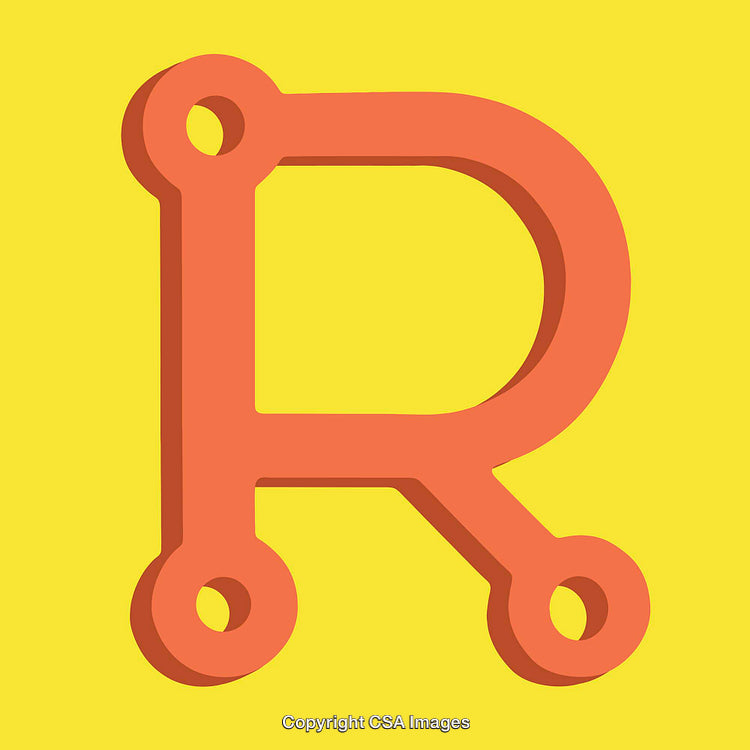 Playful Retro Styled Letter R on a Bright Yellow Background