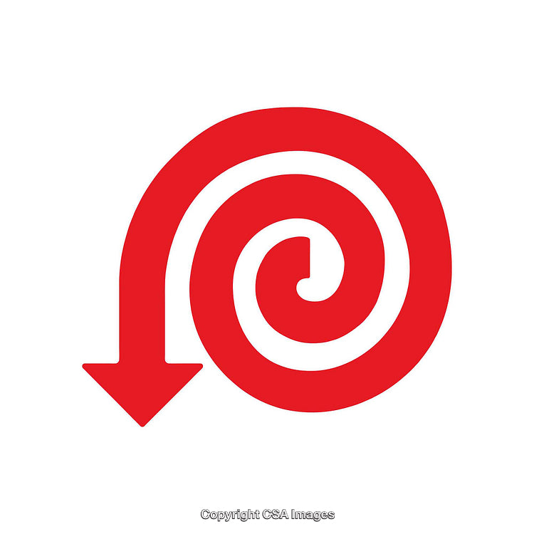 Red Spiral Arrow Symbol on White Background for Graphic Design