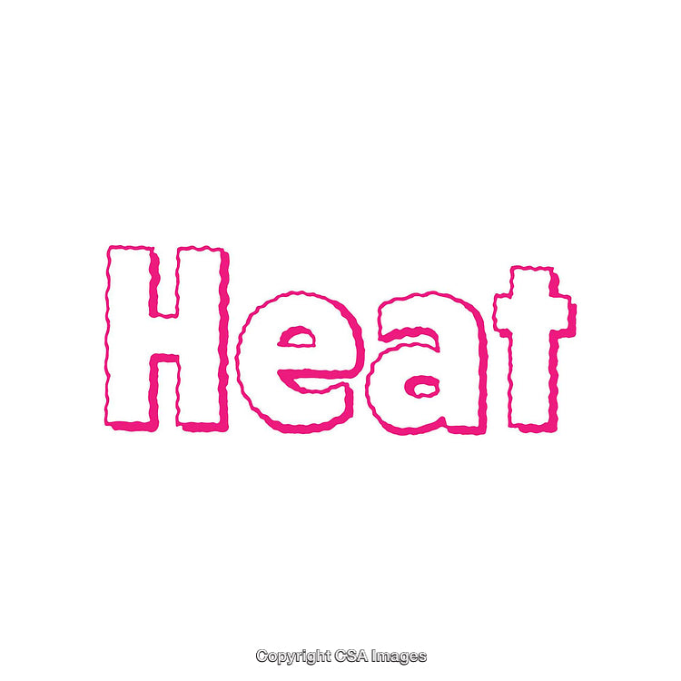 Bold Pink Text Illustrating the Word Heat on a White Background