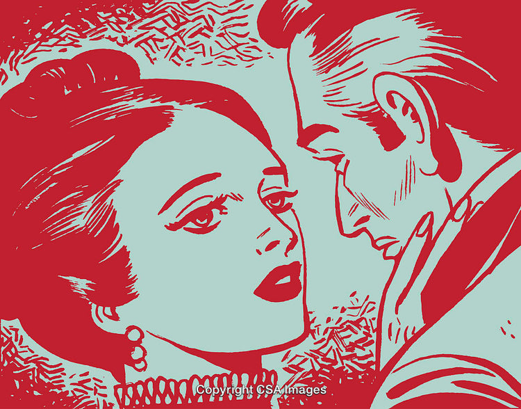 Romantic Pop Art Illustration of a Couple in Intense Emotional Connection