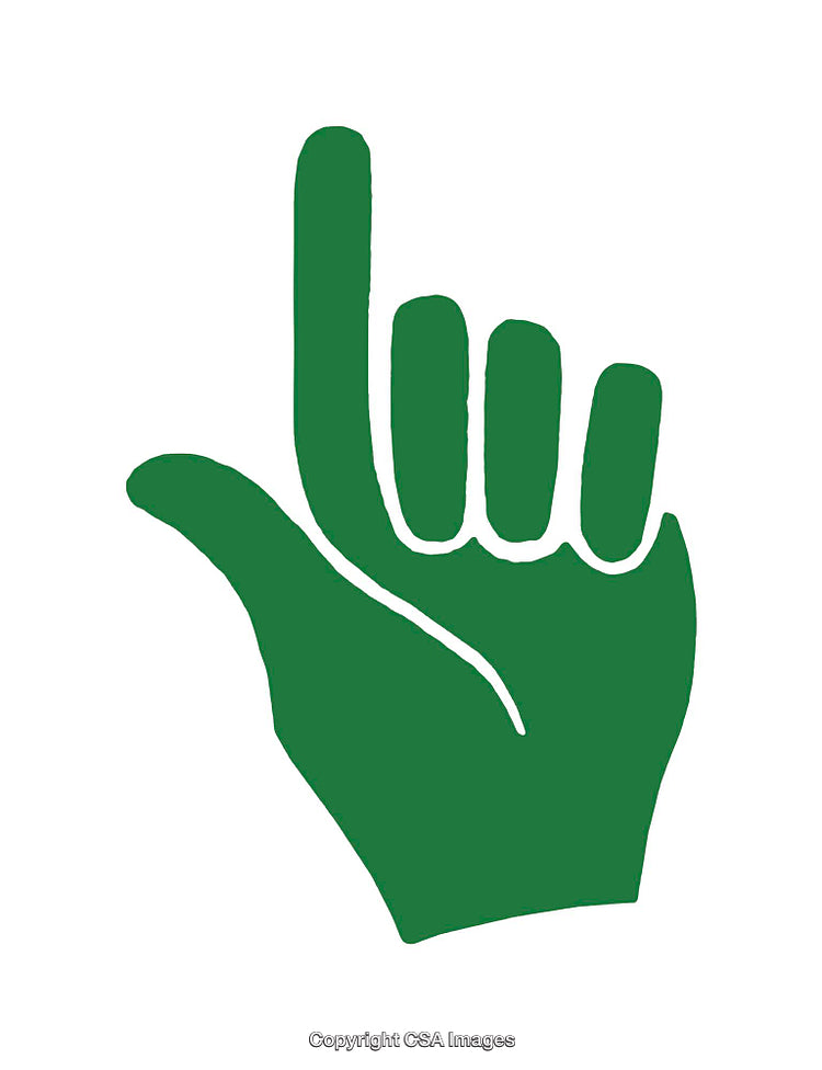 Green Hand Icon with Indexed Finger Raised in Minimalist Design