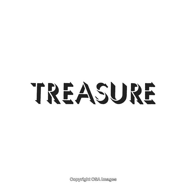 Graphic Display of the Word Treasure on a White Background