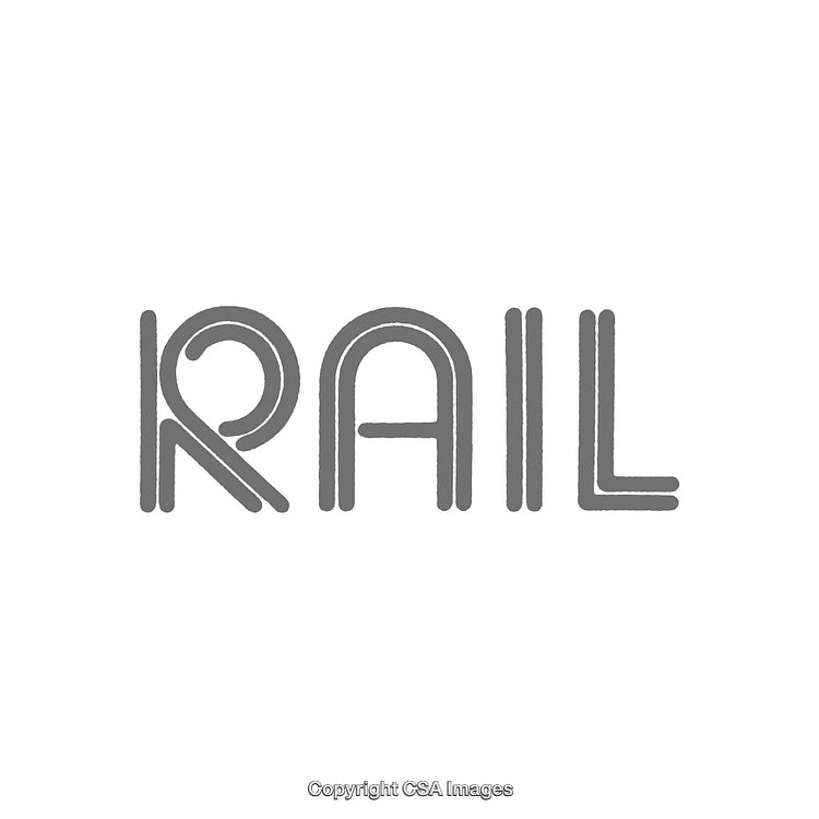 Minimalist Black and White Typographic Design Featuring the Word 'Rail'