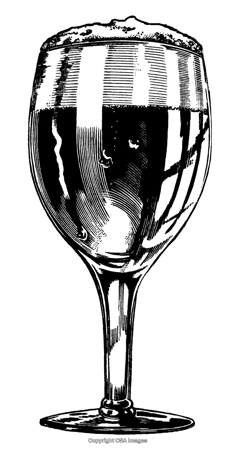 Detailed Engraving of a Wine Glass with Elegant Reflection Patterns