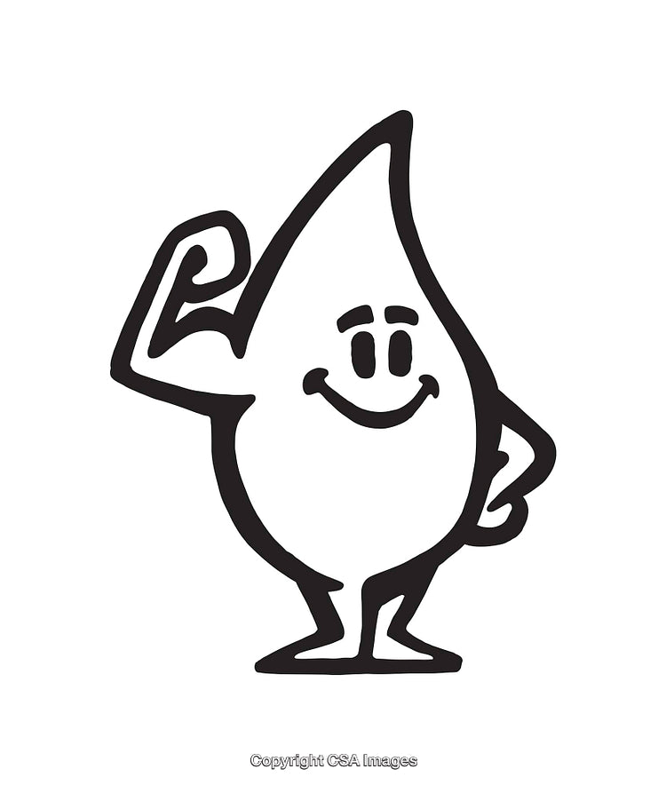 Strong and Smiling Cartoon Character in Black and White Line Art