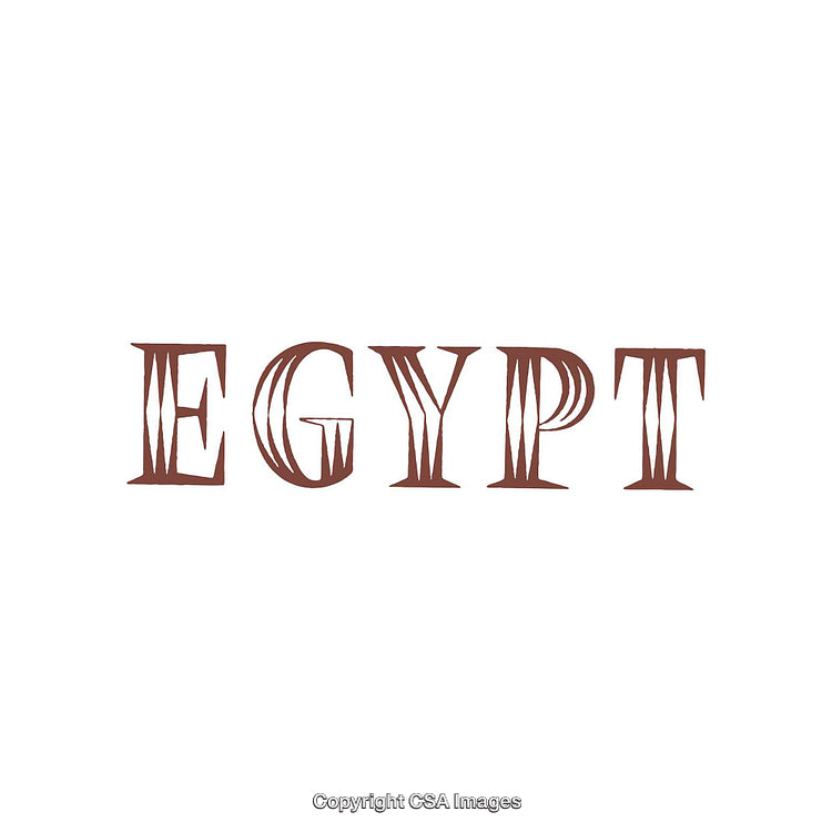 Abstract Typography Displaying "Egypt" in Brown on White Background