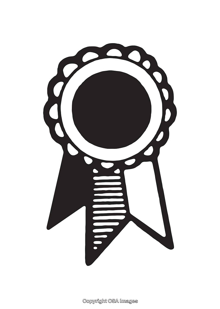 Black and White Illustrated Award Ribbon with Dual Streamers Artwork