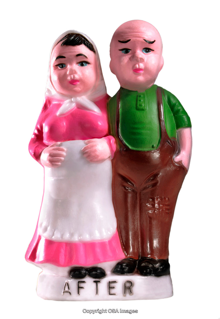 Colorful Porcelain Figures of a Vintage Couple Standing Together