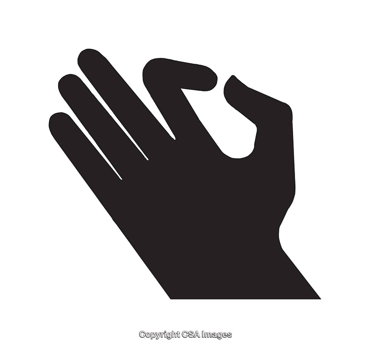 Silhouette of a Hand Making an Okay Gesture in Black and White