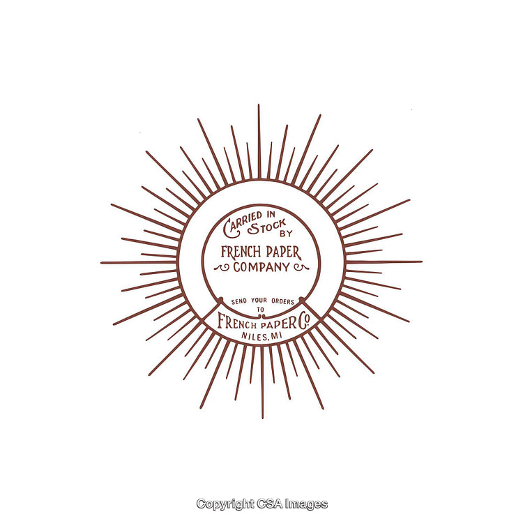 Vintage Style French Paper Company Sunburst Logo Design