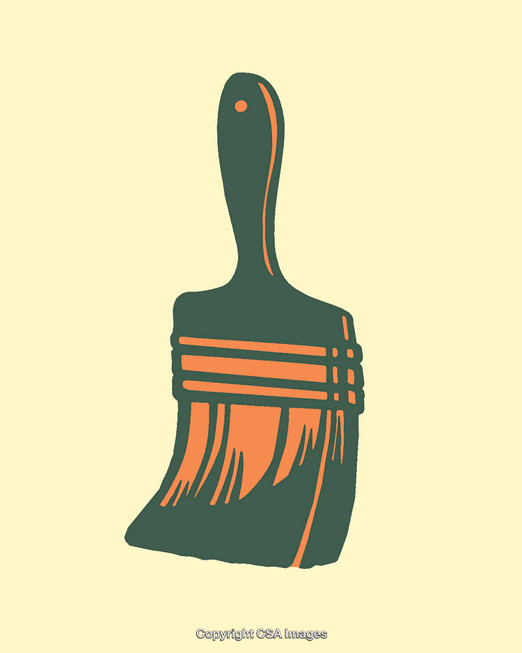 Vintage Line Art Illustration of a Paintbrush in Retro Style