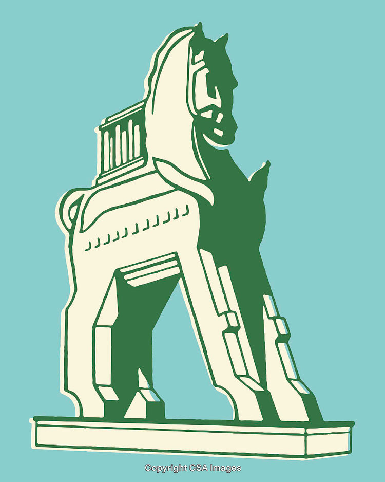 Stylized Line Art of a Horse on a Colored Background