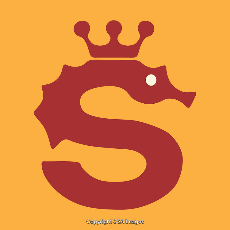 Creative Typography Design Featuring a Seahorse Letter S with a Crown