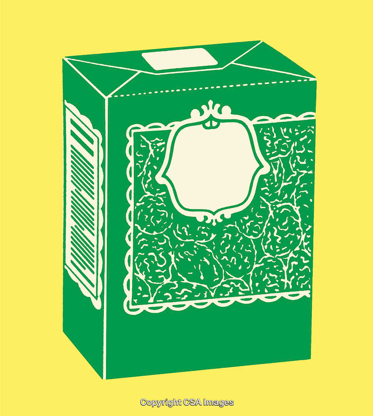 Green Box Colorful Line Art Illustration with Decorative Floral Motif