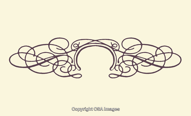 Elegant Line Art Design with Decorative Swirls and Central Shape