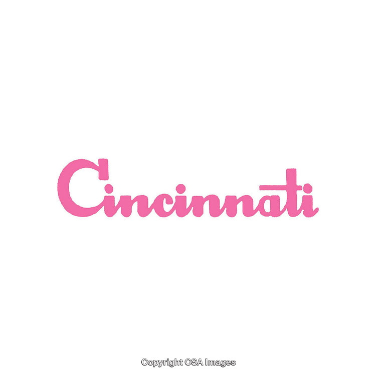 Cincinnati Text Graphic in Bold Pink on White Background