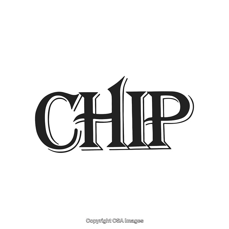 Bold Typographic Design Featuring the Word 'CHIP' in Black on White Background