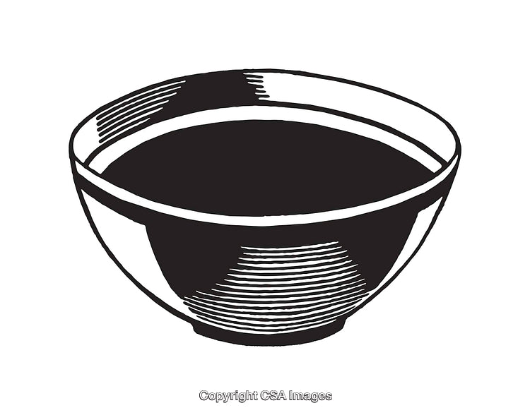 Black and White Line Art Illustration of a Simple Bowl