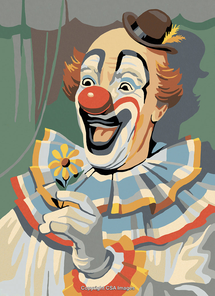 Clown Holding Flower Illustration in Paint by Number Style