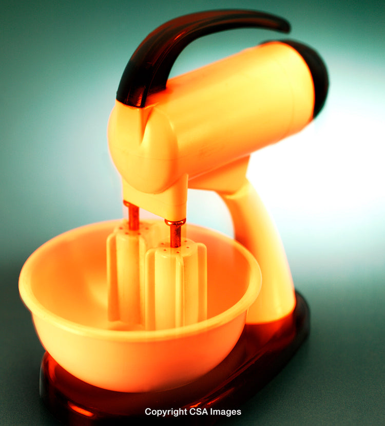Vintage Toy Mixer in Retro Orange and Brown Design