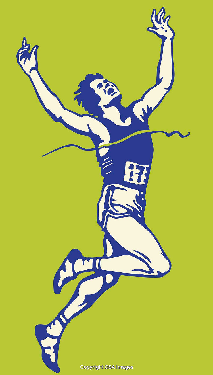 Dynamic Victory Illustration with Runner Crossing the Finish Line