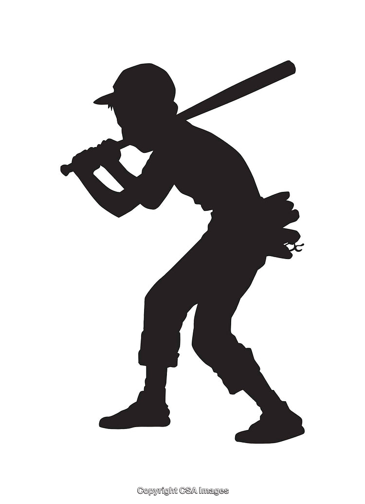 Silhouette of a Young Boy Playing Baseball with a Bat