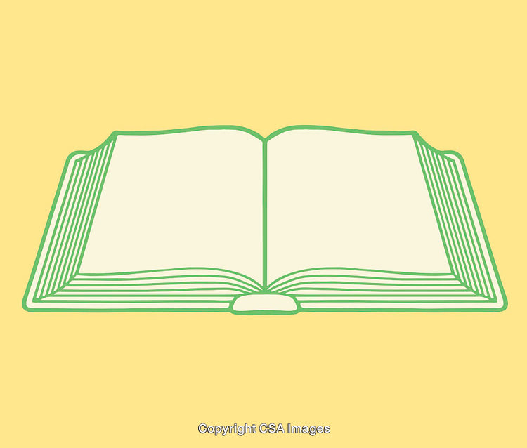 Color Line Art Illustration of an Open Book on Yellow Background