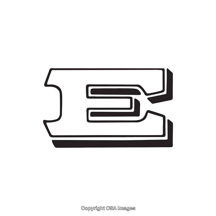 Stylish Black and White Abstract Representation of the Letter E