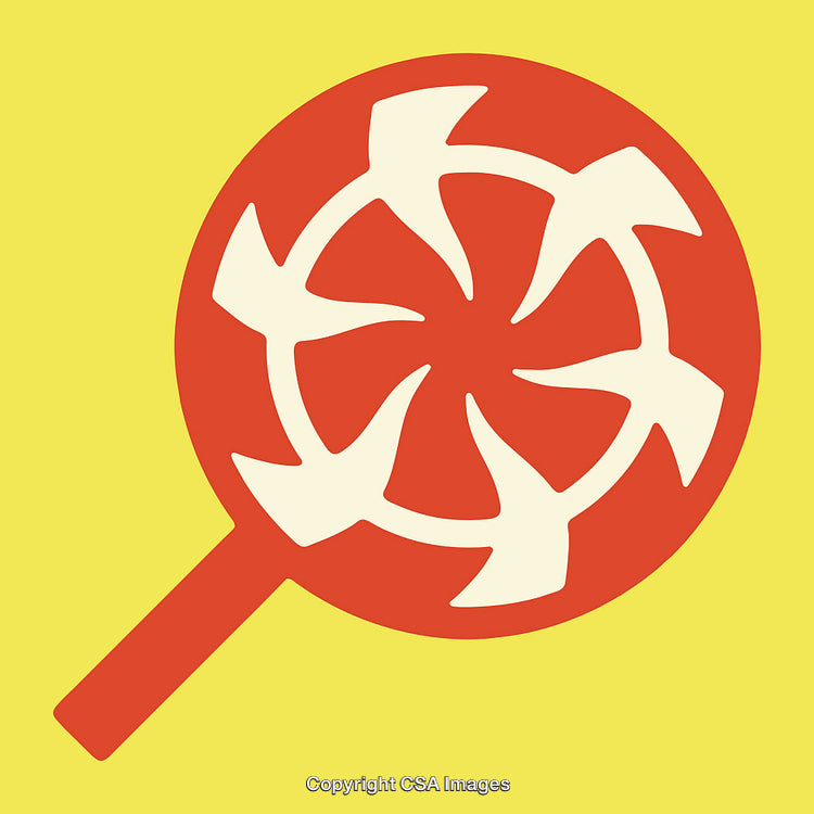 Abstract Illustration of a Red Gear Symbol on a Yellow Background